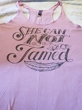 🇺🇸 Clearance Next Level Apparel Light Pink Racerback Tank with Black Graphic